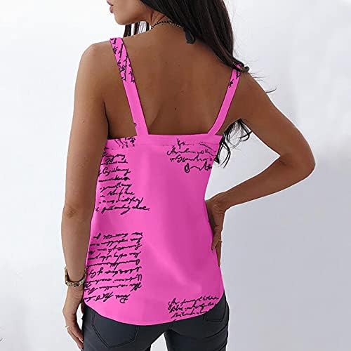 YHAİOGS Yaz Bluzlar Kadınlar ıçin Kadın Moda Seksi Kolsuz Yelek V Yaka Baskılı Üstleri Tee Yelek Tank Top Gömlek