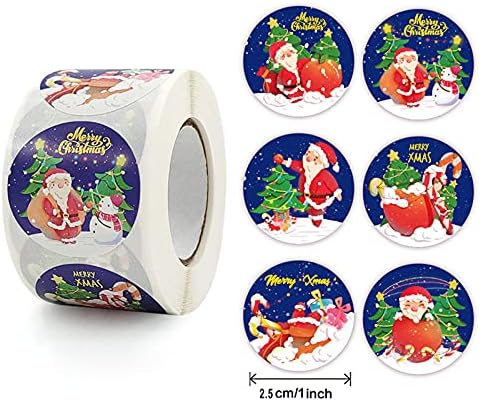 500 Adet Merry Christmas Etiketler Çıkartmaları Rulo, Kraft Noel Etiketleri Kendinden Yapışkanlı Noel Dekoratif Zarf Mühürler