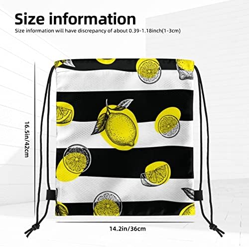 İpli sırt çantası çizgili limon kadın ve erkek spor salonu çuval Cinch çanta alışveriş yürüyüş seyahat plaj için