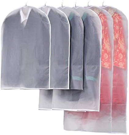 6 adet Giysi Kapakları, Temizle Konfeksiyon Çanta Asılı Giysi Toz Geçirmez Kapak için Takım Elbise, Ceket, Elbise Dolap Giysi