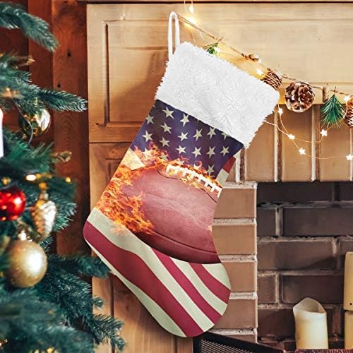 YUEND Klasik Kişiselleştirilmiş Amerikan Futbolu ABD Bayrağı ile Büyük Beyaz Peluş Trim için Aile Tatil Noel Parti Süslemeleri