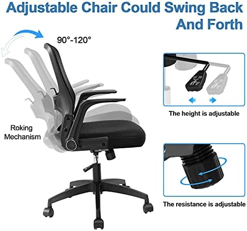 COMHOMA ofis Koltuğu Ergonomik Örgü Masa Sandalye Döner Orta Geri bilgisayar sandalyesi Flip Up Arms Bel Desteği ile Ayarlanabilir