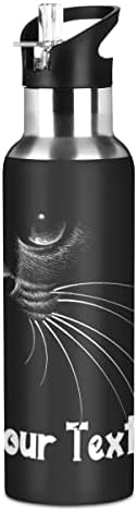 Kişiselleştirilmiş Özelleştirilmiş Şişe Adı / Başlık Spor Su Şişesi Siyah Kedi Animal1 BPA Içermeyen Yalıtımlı Su Şişesi 20 Oz