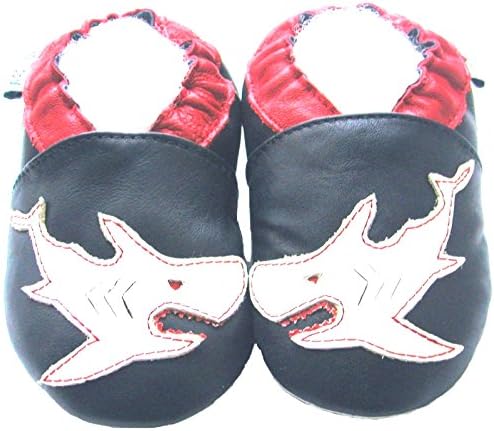 Jinwood Deri Bebek Yumuşak Taban Ayakkabı Erkek Kız Bebek Çocuk Yürümeye Başlayan Beşik Ilk Yürüyüşe Hediye Köpekbalığı Donanma