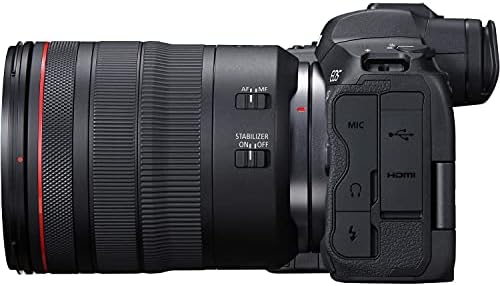 RF24-105mm f4 ıs USM Lensli Canon EOS R5 Aynasız Dijital Fotoğraf Makinesi V30 Av Tüfeği Mikrofonlu, LED Işıklı, 2xExtra Pilli