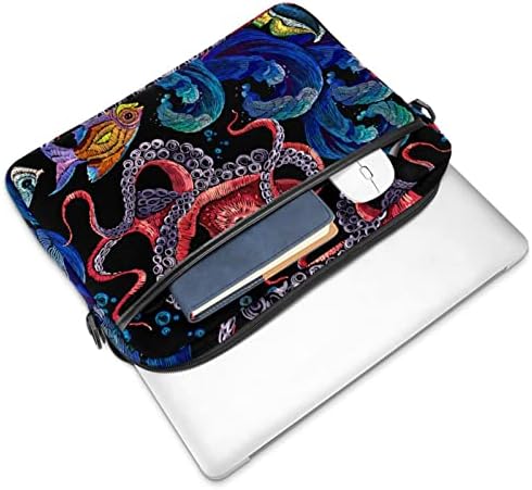 Regro Nakış Okyanus Ahtapot Balık Laptop omuz askılı çanta Kılıf Kol için 13.4 İnç 14.5 İnç Dizüstü laptop çantası Dizüstü Evrak