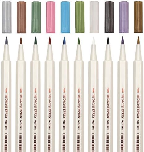 Metalik Kaligrafi Fırçası işaretleme kalemleri, 10 Renk Seti, Kaya Boyama, Cam, Kupa Tasarımı, Kart Yapımı, Metal, Ahşap için