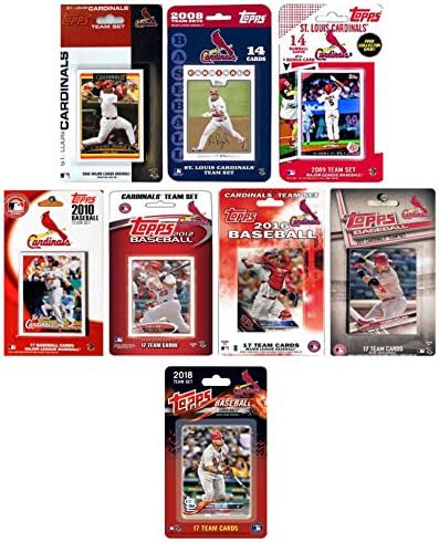 C & I Collectables MLB St. Louis Cardinals Mens CARDİNALS818TSMLB St. Louis Cardinals 8 Farklı Lisanslı Ticaret Kartı Takım Setleri,