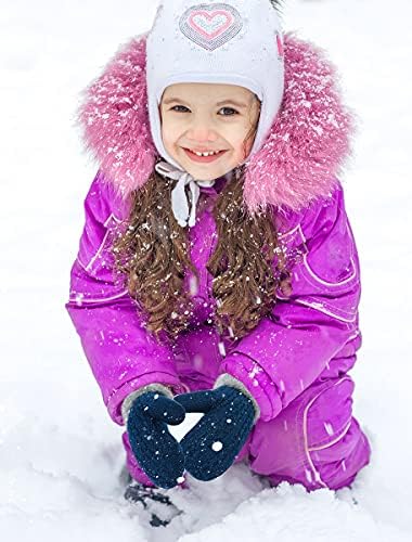 DANMY Bebek Kış Sıcak Eldiven, Yürümeye Başlayan Örgü Bere Polar Astarlı Eldiven, Küçük Erkek Kız Sıcak Eldivenler
