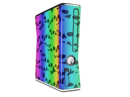XBOX 360 Slim Dikey için Gökkuşağı Kafatası Koleksiyonu Çıkartma Stili Cilt (OEM Ambalaj)