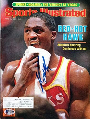 Dominique Wilkins İmzalı Atlanta Hawks Sports Illustrated 4/28/86 Beckett Kimliği Doğrulandı-İmzalı NBA Dergileri
