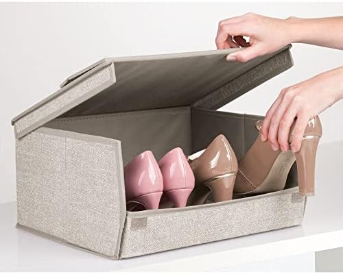 mDesign İstiflenebilir Kumaş Dolap Depolama Organizatörü Ayakkabı Kutusu Kutusu-Erkek ve Kadın Elbise Ayakkabılarını, Botlarını,