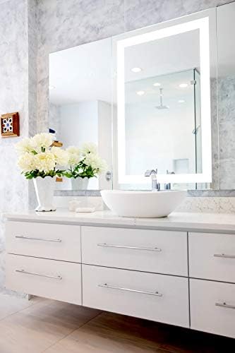 Aynalar ve Mermer LED Ön Işıklı Banyo Makyaj Aynası: 28 Geniş x 48 Boyunda-Dikdörtgen-Duvara Monte