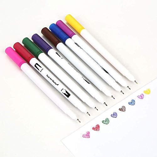 Aibesy 60 Renkler Çift İpucu Fırça Kalemler Sanat İşaretleyiciler Set Esnek Fırça & 0.4 mm Fineliner İpuçları Suluboya Renk Kalemler