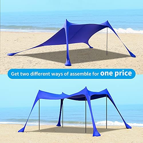 ESNEK Güneş Barınak Karbon Fiber Pop Up plaj çadırı Güneş Gölge UPF50 + UV Dayanıklı Hiçbir Pas Gölgelik için Plaj, Balıkçılık,
