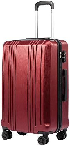Coolıfe Bagaj Bavul PC + ABS ile TSA Kilit Spinner Carry on Hardshell Hafif 20in 24in 28in (şarap kırmızı, L (28İN))