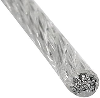 uxcell 10 M Uzunluk 3mm Çap Plastik Kaplı Esnek Çelik Tel Kablo Halat Gümüş Ton