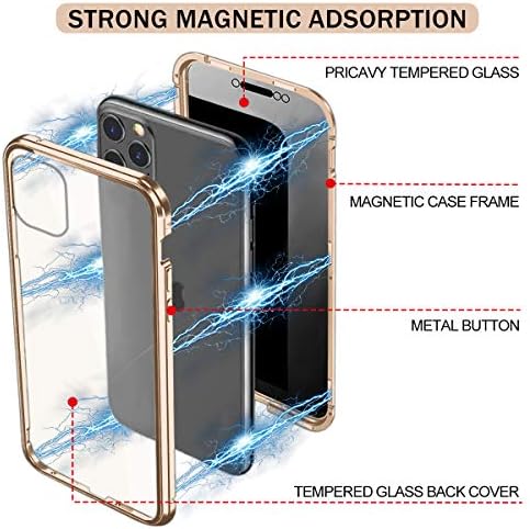 Manyetik Kılıf iPhone 13 Pro Max ile Uyumlu Anti Peep Manyetik Adsorpsiyon Çift Taraflı Gizlilik Ekran Koruyucu Temizle Geri
