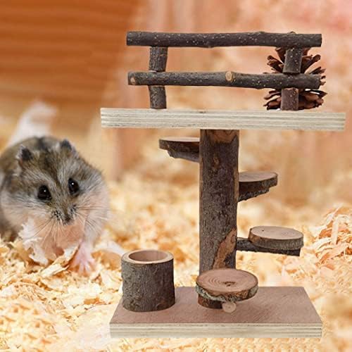 MagiDeal Doğal Ahşap Hamster oyuncak seti, tırmanma merdiveni Molar Oyuncak Platformu Kafes Merdiven Komik Küçük Evcil Hayvanlar