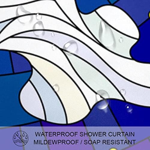 Lilibeely Polyester Duş perde seti Kanca ile Ağır Su Geçirmez Otel banyo Perdesi Vitray Güvercin Güvercin Ay Mavi 66 X 72