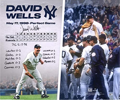 David Wells New York Yankees İmzalı 20 x 24 Çoklu Yazıtlı Mükemmel Oyun Kutusu Puanı Fotoğraf Kolajı - Sınırlı Sayıda 9 İmzalı