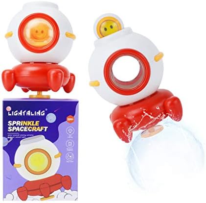 Lightaling Uzay gemisi Sprey banyo oyuncakları, bebek banyo oyuncak, sprey Su küvet oyuncak ile ışık için Toddlers Erkek kız