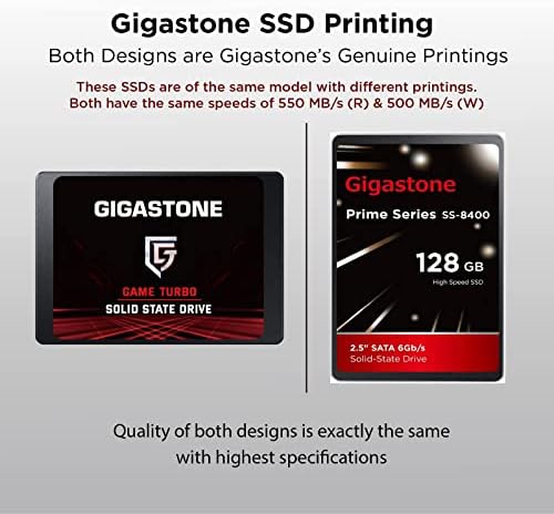 Gigastone 128 GB 2.5 Dahili SSD 2-Pack 3D NAND Katı Hal Sürücü, SATA III 6 Gb / s 2.5 inç 7mm (0.28”), 550 MB/s'ye kadar Okuma