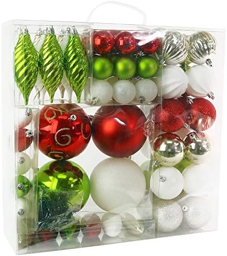 R N ' D Oyuncaklar RN'D Noel Dekoratif Top Süsleri-Kırmızı ve Yeşil Noel Topu Asılı Ağaç Süsleme Seti Çeşitli Şekil ve Boyutlarda
