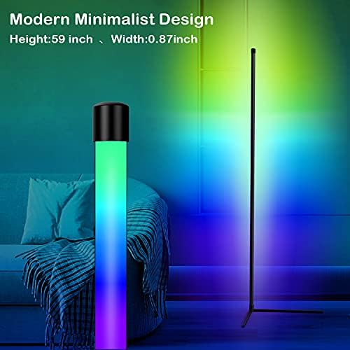 2 Paket RGB LED Köşe Lambası - Waygor LED RGB Renk Değiştiren Köşe Zemin Lambası, Bluetooth uygulaması ve Uzaktan Kumandalı Kısılabilir