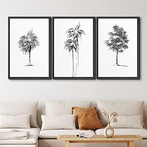 SİGNLEADER Çerçeveli Tuval Baskı Duvar Sanatı Seti Palmiye Ağacı Portre Çeşitli Doğa Çiçek Çizimleri Modern Sanat Zen Scenic