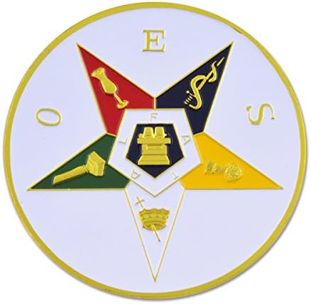 Doğu Yıldızı Yuvarlak Masonik Oto Ambleminin Sırası- [Beyaz ve Altın] [3 Çap]