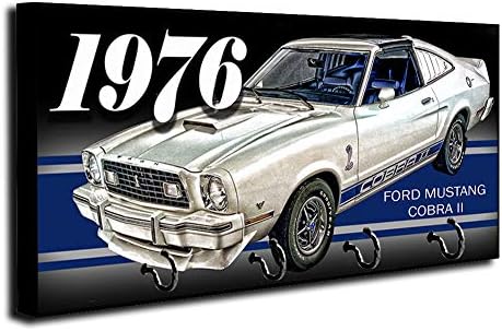 Brotherhood 1976 Beyaz Mavi Ford Mustang Cobra II ile Uyumlu Tasarım Anahtar Tutucu Organizatör Duvara Monte Raf Sahipleri için