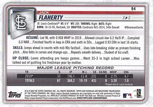2020 Bowman 94 Jack Flaherty St. Louis Cardinals MLB Beyzbol Ticaret Kartı