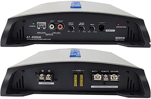 Audiotek AT4000M 1 Kanal Monoblok Araba Amplifikatörü-4000 Watt, 2 Ohm Kararlı, LED Göstergesi, Bas Düğmesi Dahil, Mosfet Güç
