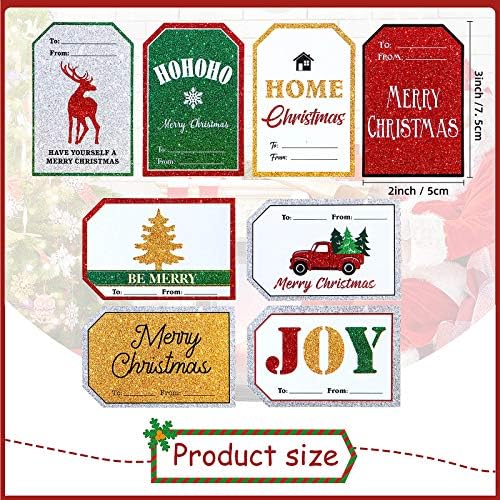 240 Adet Glitter Noel Etiketleri Altın Noel Çıkartmalar Etiketler Kendinden Yapışkanlı Adı Etiketleri Noel Kağıt Çıkartmalar