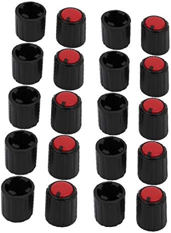 X-DREE 20 Adet 9.8 mm x 12mm Plastik Potansiyometre Ses Kontrolü Döner Düğme Siyah Kırmızı (20 Adet 9.8 mm x 12mm Potenciómetro