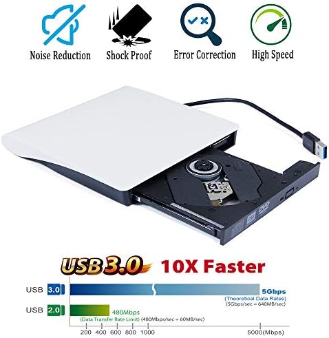Beyaz USB 3.0 Harici DVD CD ROM Optik Sürücü, Acer Aspire 5 E15 S E 15 için Bir Swift Spin 1 3 7 5 V5 İnce Dizüstü Bilgisayar