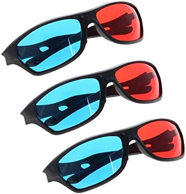 Yinpecly 3 Paket Kırmızı-Mavi 3D Gözlük Plastik Çerçeve Siyah Reçine Lens 3D Film Oyunu-Ekstra Yükseltme Basit Tarzı
