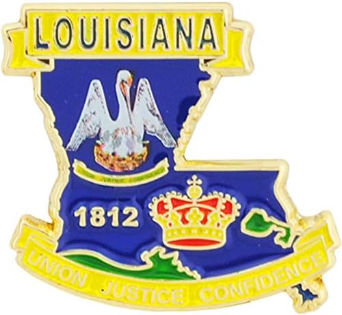 Louisiana Eyalet Şekilli Harita Yaka Metal Pin