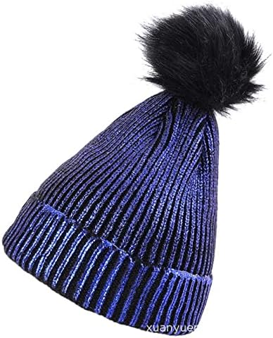 ALLZ Kış Şapka İle Kadınlar İçin At Kuyruğu Delik, Unisex Düz Renk Sıcak Damgalama Pinstrip Örgü Şapka Sıcak Moda Pamuk Şapka