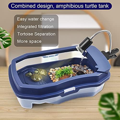 BİNANO kaplumbağa Habitat kaplumbağa tankı akvaryum aksesuarları içerir ile ısı lambası + su filtresi +Ağacı, kaçmasını önlemek,