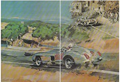 Dergi Baskı Makalesi İllüstrasyon: 1955 Mercedes-Benz 300SLR, 1979'dan itibaren Road and Track Dergisi, Phil Hill'in makalesi,