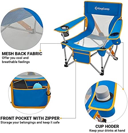 KingCamp Katlanır kamp sandalyesi Düşük Koltuk Taşınabilir Hafif Sandalye Bardak Tutucu ve Ön Cep Açık, Bahçe, Balıkçılık, Plaj,
