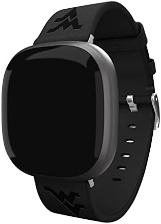 Batı Virjinya Dağcılar Premium Deri Watch Band Fitbit Versa 3 ve Sense ile Uyumlu (Kısa Siyah)