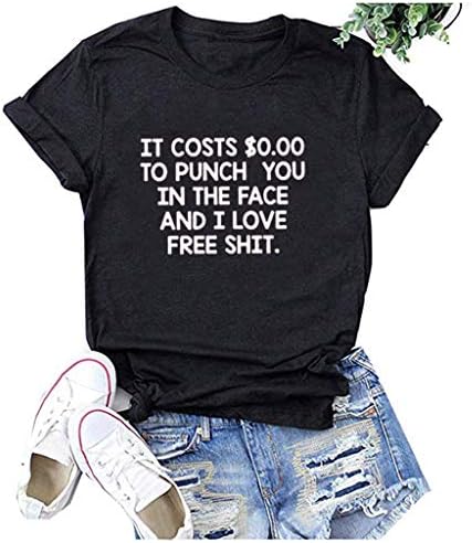 Komik Gömlek Kadınlar için Yetişkin Mizah Kısa Kollu Casual Tees-YÜZÜNE Yumruk Maliyeti ve Ben Aşk Ücretsiz Bok