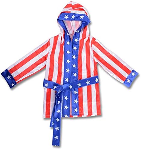 Boks Kostüm ve Şort için çocuk Kadın Robe Saten Amerikan Bayrağı Pelerin ile Hood