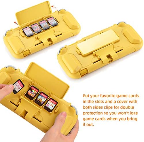 Koruyucu Kılıf Paketi için Nintendo Anahtarı Lite, Temperli Cam Ekran Koruyucu, 4 Oyun Kartı Yuvaları, Kick-Standı, Ergonomi