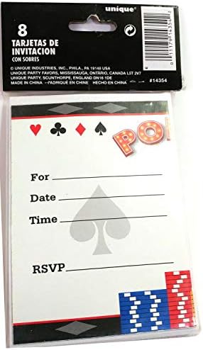 Benzersiz Tedarik Poker Partisi Davetiyeleri, 1 Paket, Bir Boyut, Çoklu