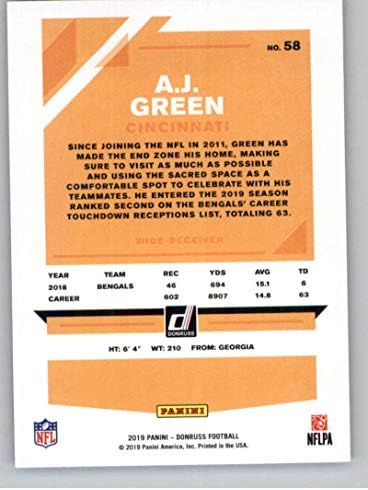 2019 Donruss Basın Kanıtı Mavi Futbol 58 A. J. Yeşil Cincinnati Bengals Panini Amerika'dan Resmi NFL Ticaret Kartı