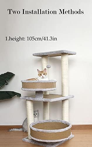 kapalı Kediler için kedi ağacı 41. 3 Veya 53. 1 İnç Kedi Kınamak Istikrarlı Kedi Tırmanma Çerçeve Taklit Rattan Iki Kurulum Yöntemleri